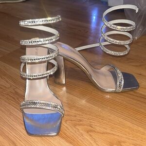 TOP Moda Silver Spiral heels (never worn)